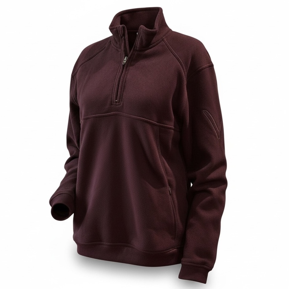 Callaway Menโs XL Burgundy Quarter Zip Fleece Golf Pullover Sweater